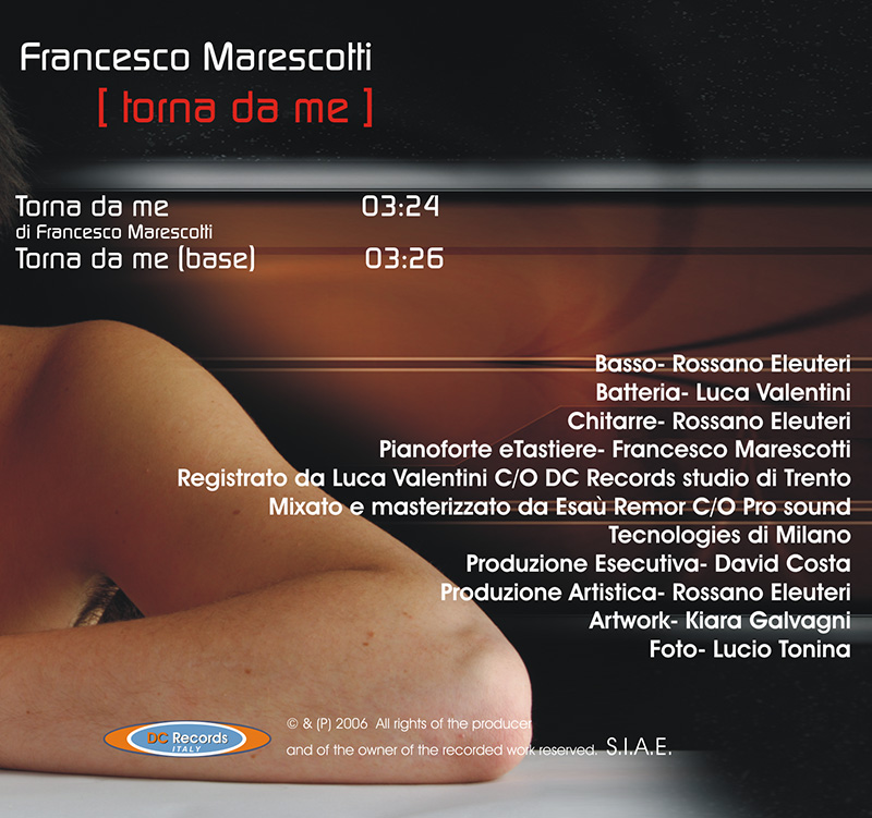 POP LOVE - Francasco Marescotti - Torna da me - DC Records Italy